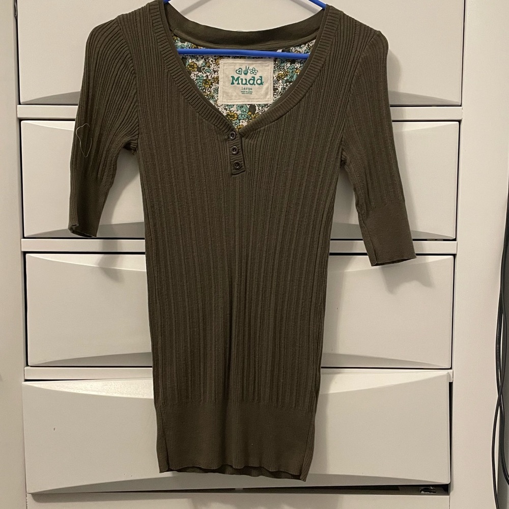Mudd Ribbed Green Shirt